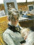 Carl Larsson ateljeidyll jeune mere oil painting